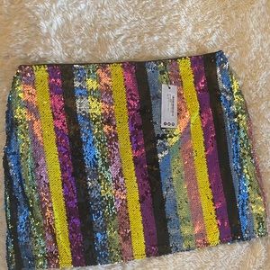 Boohoo Rainbow Sequin Mini Skirt